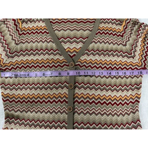 Nautica Jeans Company Zigzag Chevron Knit Cardigan L Made in Australia Y2K Luxe - Picture 10 of 12